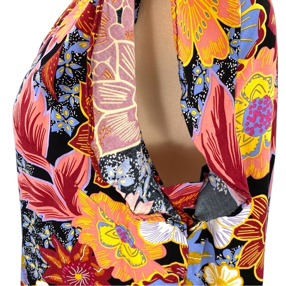 Rachel Rachel Roy Floral Hawaiian Tropical Print Flutter Sleeve V-Neck Blouse - Picture 14 of 16